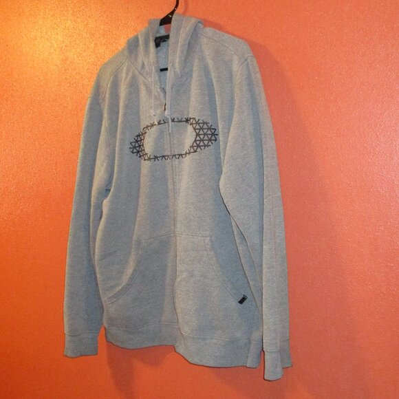 Oakley Sport Men XX Large Gray Black Full Zip Pockets Long Sleeve Hooded Jacket - Picture 4 of 9